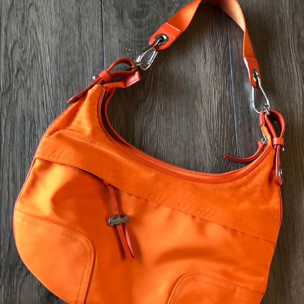 Lacoste Orange Canvas Medium Shoulder Hobo Bag